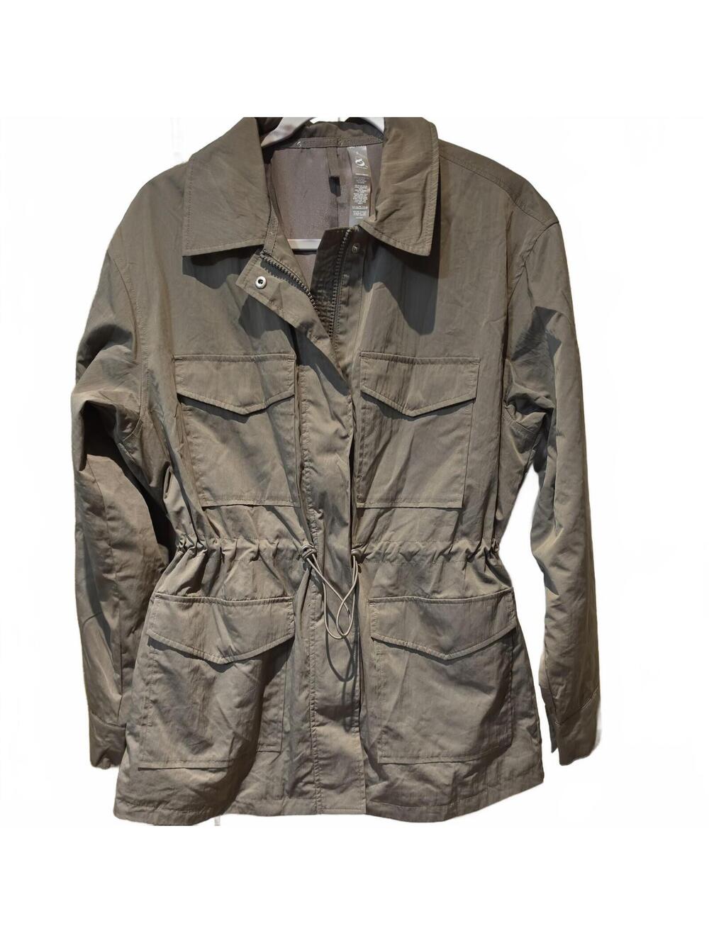 Lou & Grey Army Style Gray-Green Mid Length Rain Jacket Women's Sz Small